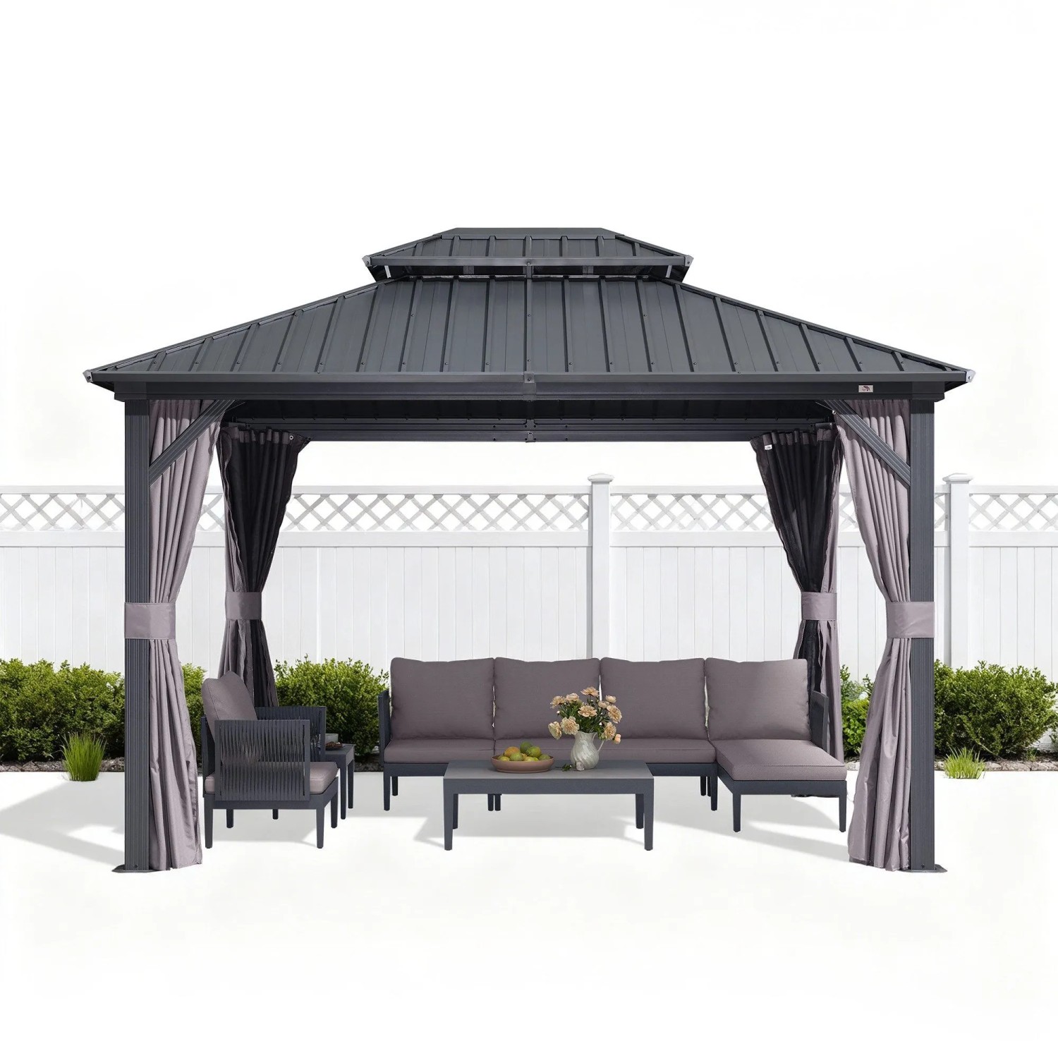 Purple Leaf Pavillon 300 cm X 365 cm X 287 cm Doppelschichtige Verzinkte Gartenpavillon Mit Moskitonetz