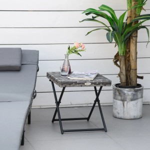 Outsunny Balkontisch, klappbarer Falttisch aus Polyrattan in Grau. Gartentisch für Balkon und Terrasse.