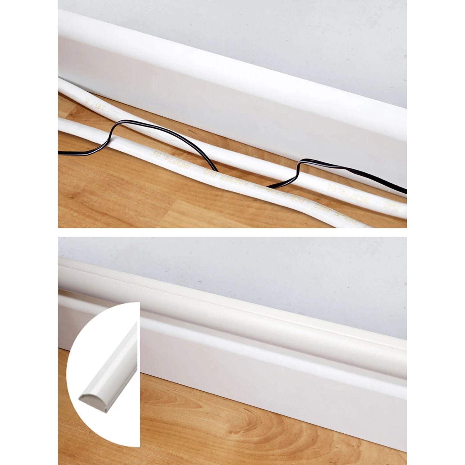 D-Line Kabelkanal-Set, 10-teilig, weiß, zur dezenten Kabelverlegung an der Wand.