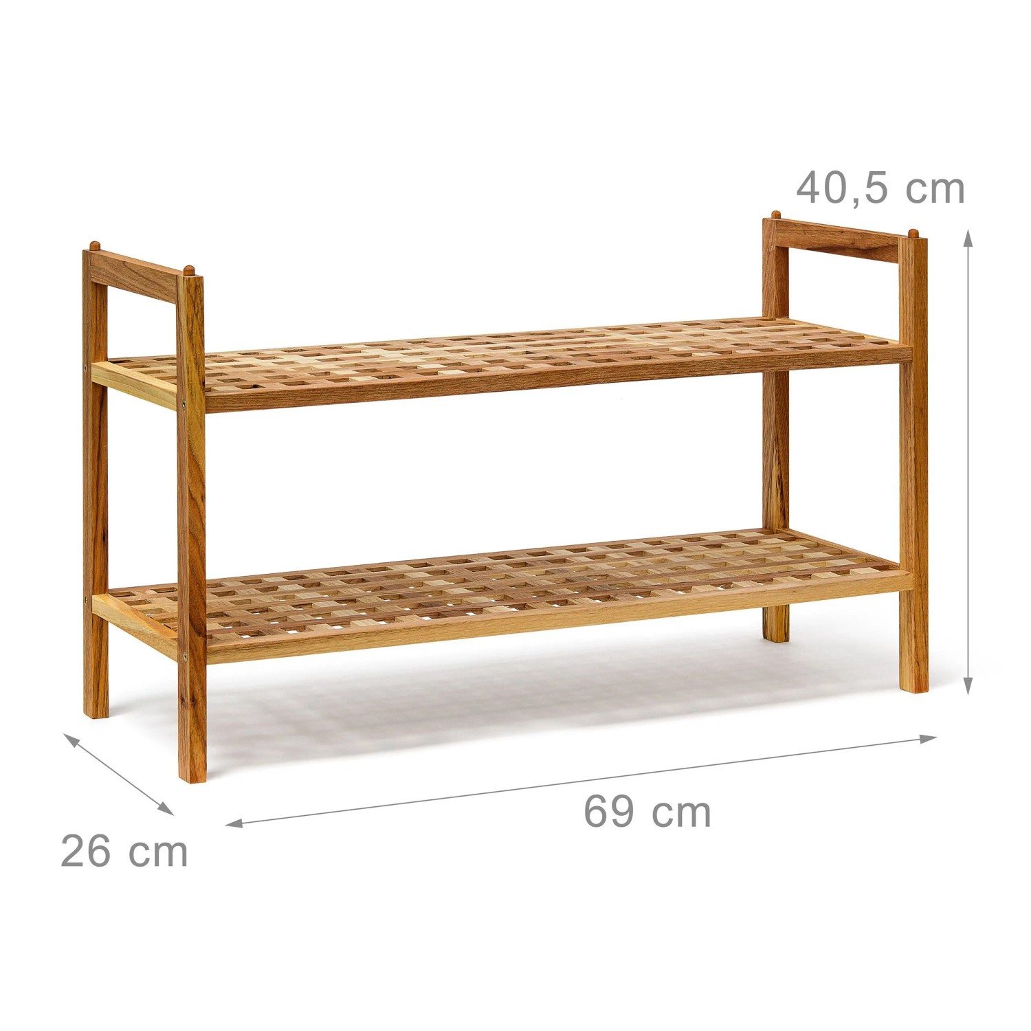 Relaxdays Schuhregal Walnuss Hell Stapelbar 40,5 cm x 69 cm x 26 cm 1,7 kg_4