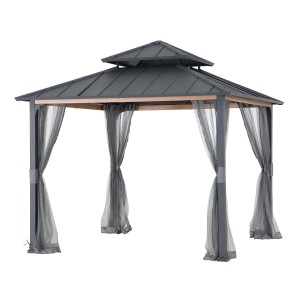Sunjoy Netz für Zedernholz Gazebo 300x300 cm, grau, zum Schutz vor Insekten.
