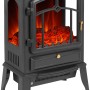 Schwarzer El Fuego Elektrokamin Como mit Heizung und simuliertem Flammeneffekt.