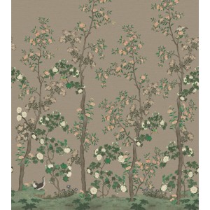 Art for the Home Fototapete Rachelle mit Baum- und Blütenmuster in Grün-Grau.