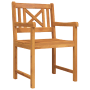 Gartenstuhl aus Akazienholz, Teil der vidaXL 5-tlg Essgruppe, braun, mit Armlehne und X-förmiger Rückenlehne.