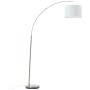 Brilliant Bogenlampe Clarie, Eisen-Weiß mit Stoffschirm. Stehleuchte für Wohnzimmer und Leseecke.