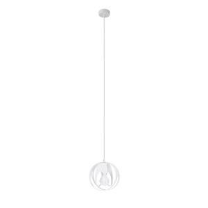 Weiße Sollux Lighting Hängeleuchte Tulos 1 mit kugelförmigem Lampenschirm.