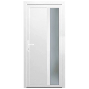 Weiße Kunststoff Nebeneingangstür K511 mit Glasausschnitt, Anschlag links, 88x198 cm.