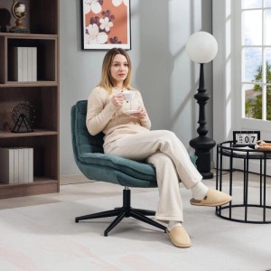 Bequemer HOMCOM Bürostuhl in Petrol mit Stoffbezug, U-förmigem Sitz und schwarzem Drehkreuz. Ideal für Home-Office.