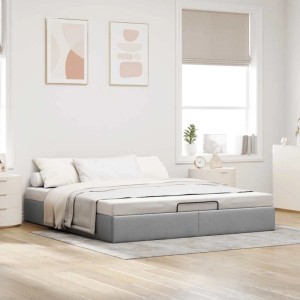 vidaXL Ottoman-Bett ohne Matratze Hellgrau 160x200 cm Stoff 3310889