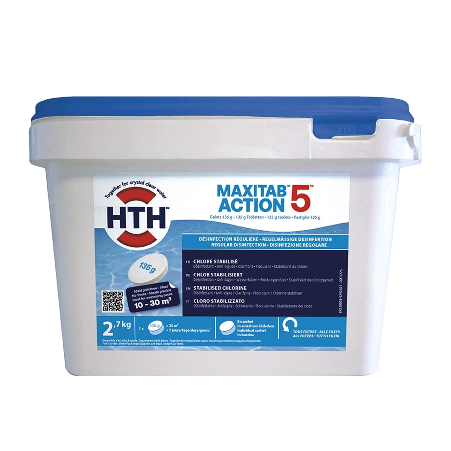 HTH 2,7 kg MaxiTab Action 5 Chlor Multifunktion 135g Tabletten Langsam Lösl günstig online kaufen