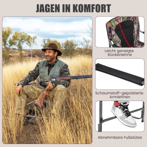 Costway Campingstuhl Faltbar Hoch mit Seitentisch & Fußstütze 150 kg