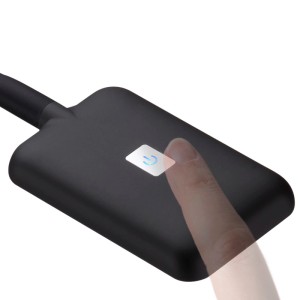 Schwarze SOTECH LED Bettleuchte FIORE mit Touchsensor in Bedienung.