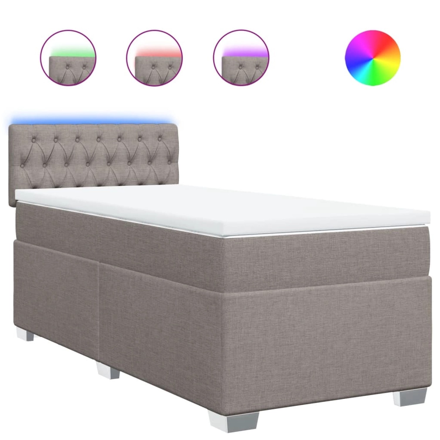 vidaXL Boxspringbett mit Matratze Taupe 90x190 cm Stoff 3288054 günstig online kaufen