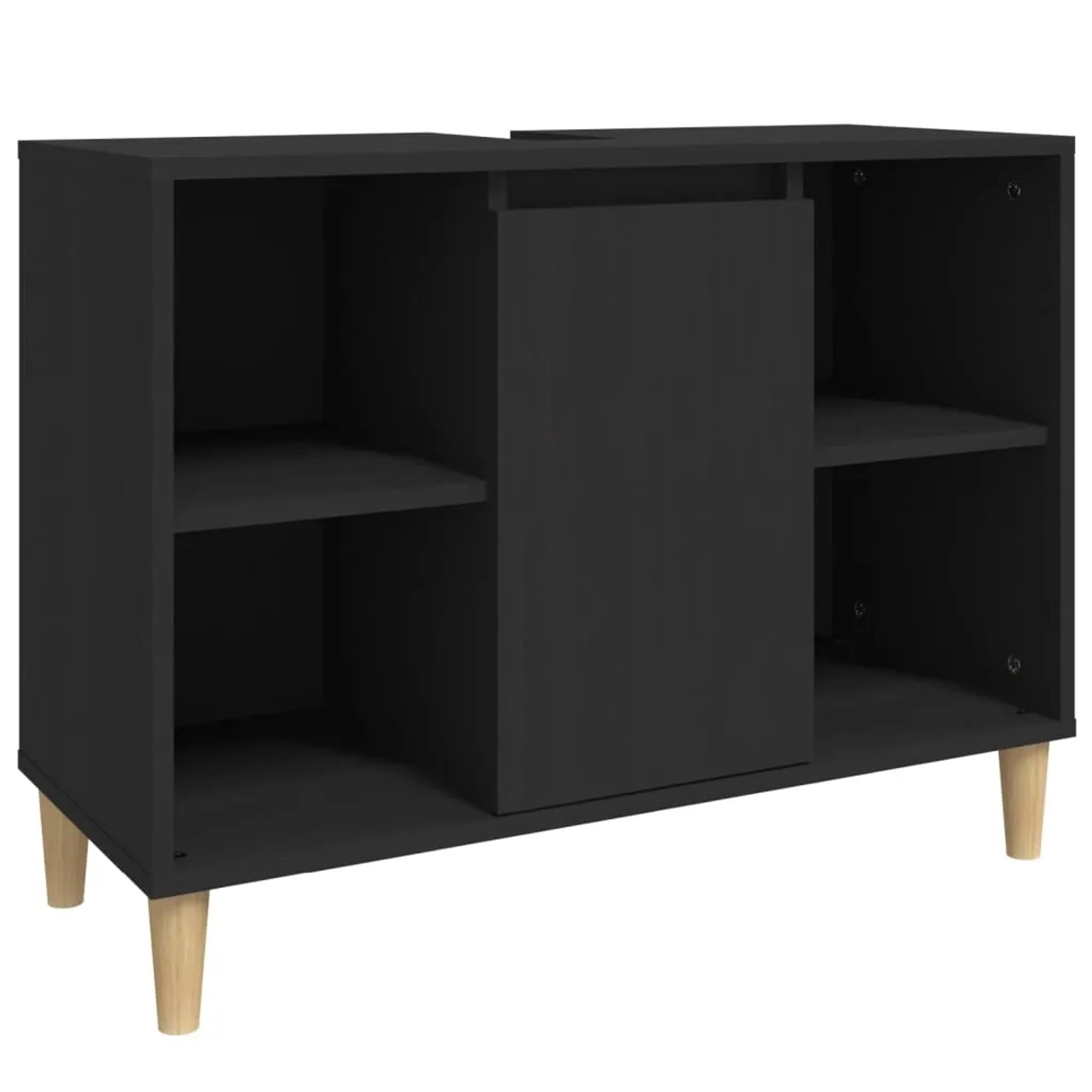 vidaXL Waschbeckenunterschrank Schwarz 80x33x60 cm Holzwerkstoff 821285