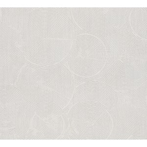 Creme-silberne Vliestapete mit Kreismuster aus der Kollektion Metropolitan Stories II.