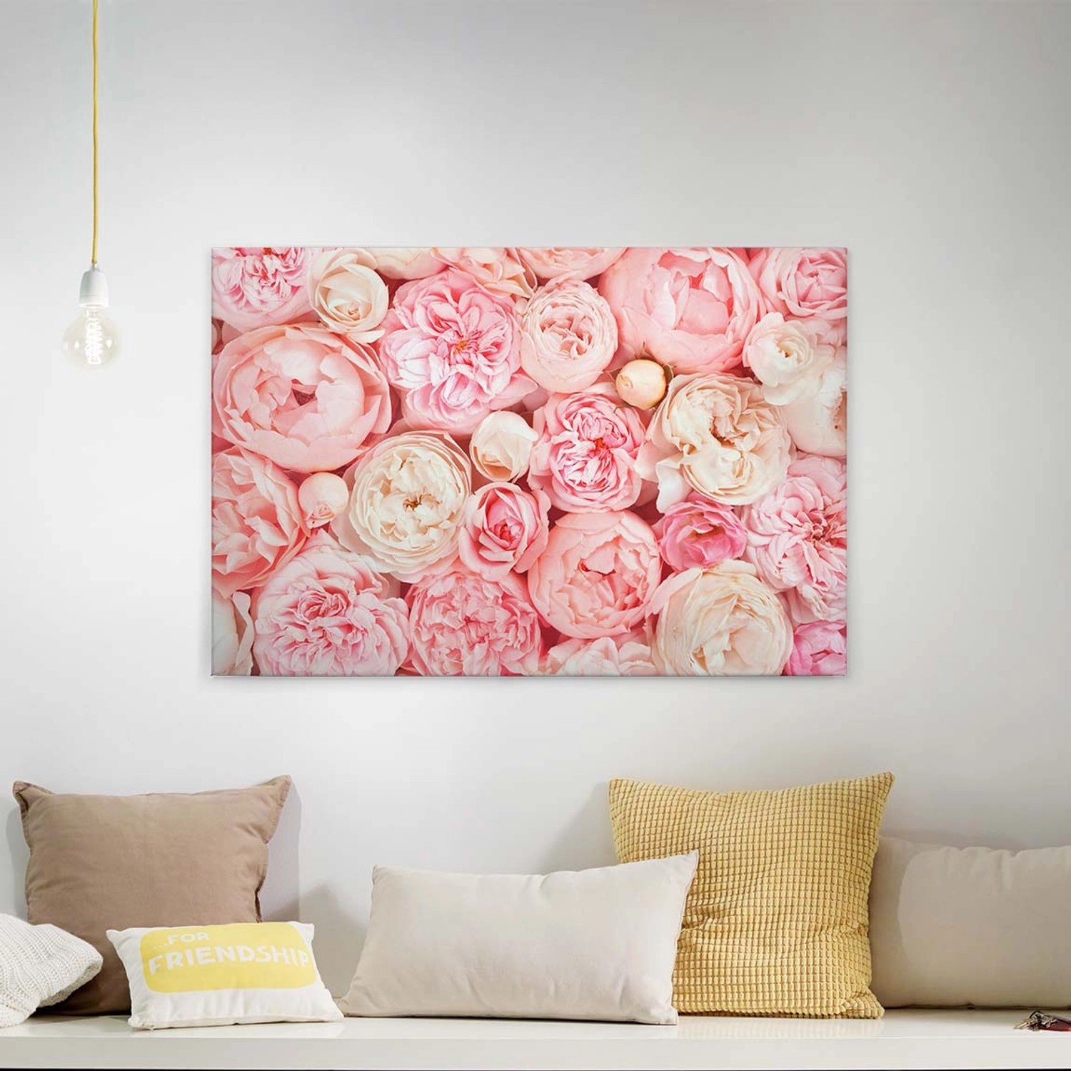 Bricoflor Rosa Leinwandbild Mit Pfingstrosen Romantisches Wandbild Für Schlafzimmer Und Badezimmer Canvas Keilrahmenbild