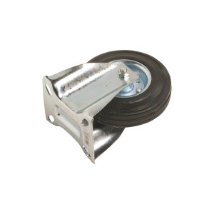 Transport-Bockrolle mit Gummirad, Ø 125mm, Stahlfelge, 100kg Traglast für Rollen & Räder.