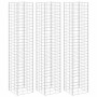 3er Set Furnicato Gabionen-Hochbeete aus Eisen, 30x30x150 cm, silbern.