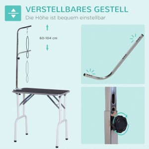 PawHut Trimmtisch, klappbar, mit verstellbarer Halterung für Hunde und Katzen.