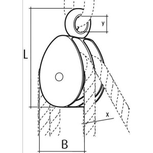 Conacord Block-Seilrolle, doppelte Stahlrolle, Länge 93 mm, für Edelstahl-Beschläge.