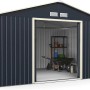 Costway Gerätehaus aus Metall, 340x255x210 cm, mit Schiebetür und Lüftungsöffnungen.