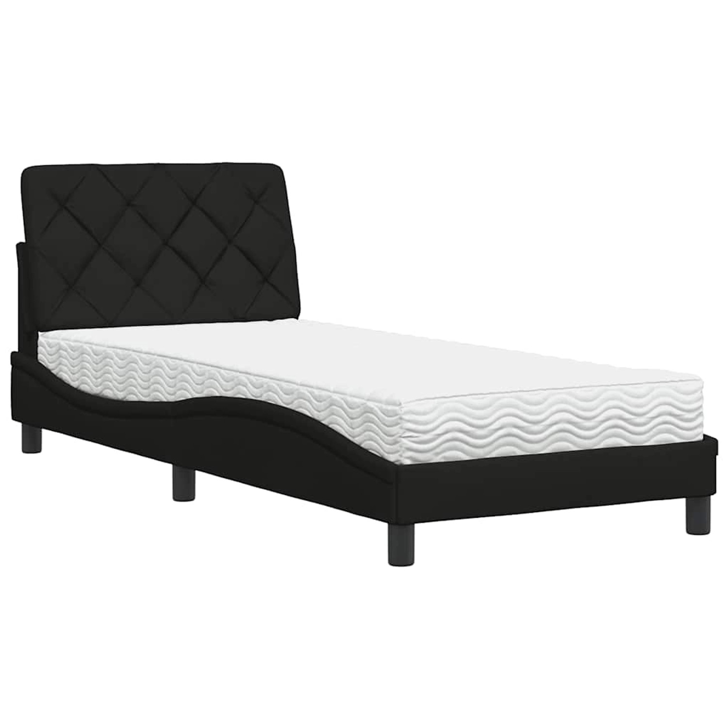 vidaXL Bett mit Matratze Schwarz 80x200 cm Stoff 3310701