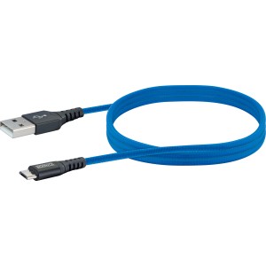 Königsblaues Micro USB Sync & Ladekabel, 1,2 m, mit robustem Nylonmantel.