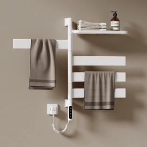Emke Elektrischer Handtuchhalter 45x76 cm Weiß Drehbar mit Ablage APP und Sprachsteuerung mit Temperaturregler und Zeitsteuerung