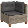Graues Ecksofa aus Rattan mit Kissen, Teil der 5-tlg. vidaXL Garten-Sofagarnitur.
