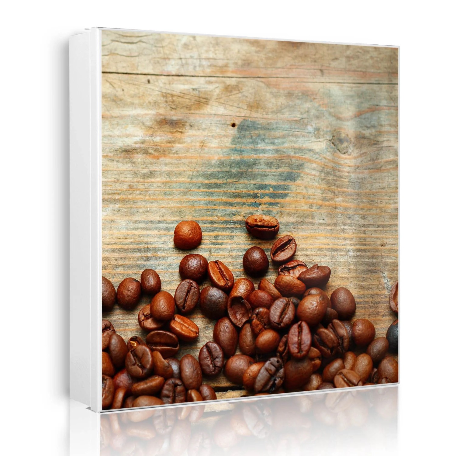 Banjado Großer Schlüsselkasten Metall 30x30cm Weiß Scharnier Rechts 50 Haken Beschreibbar Magnetisch Motiv Kaffeebohnen