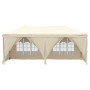 Faltbares Partyzelt in Creme mit Seitenwänden und Fenster, 3x6 m. Ideal für Gartenpartys.
