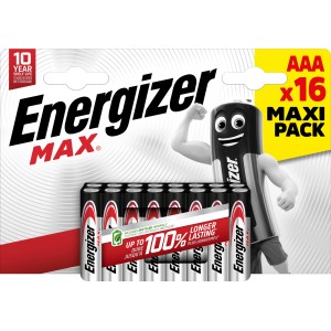 Energizer Max AAA Batterien, 16er-Pack. Alkaline Batterien für Geräte des täglichen Gebrauchs.