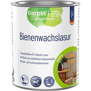 Dose Biopin Bienenwachslasur Natur 750ml für Holz im Innenbereich.