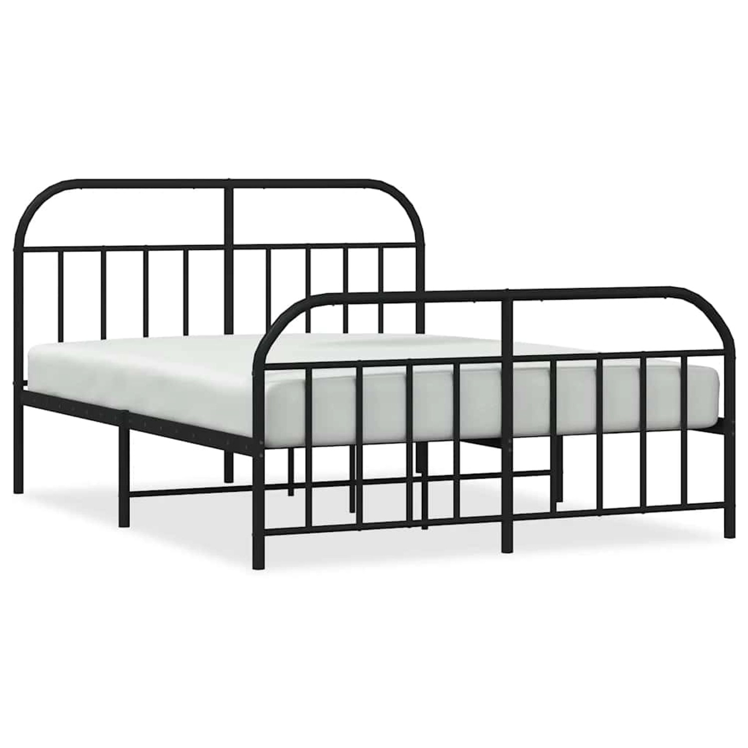 vidaXL Bettgestell mit Kopf- und Fußteil Metall Schwarz 135x190 cm 353652 günstig online kaufen