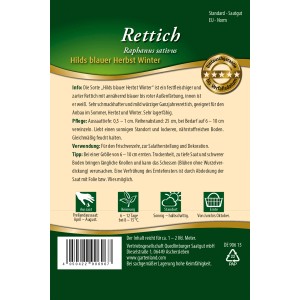 Quedlinburger Blauer Rettich 'Hilds blauer Herbst Winter' Samenpackung für den Gemüseanbau.