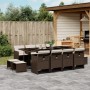 vidaXL 13-tlg. Garten Essgruppe aus braunem Rattan mit Tisch, Stühlen und Kissen.