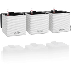 Lechuza Green Wall Home Kit Color Weiß, 3 Pflanzgefäße mit Bewässerungssystem für Kräuter.