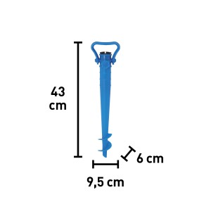 Blauer Schirmständer Chacas, versenkbarer Erdanker für Sonnenschirme.