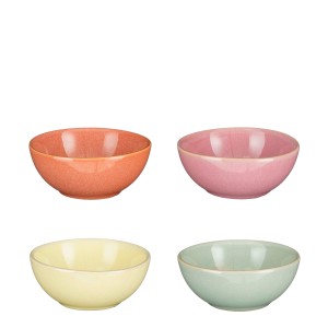 Mica Decorations Rico Schalen-Set, 4 Keramikschalen in Orange, Rosa, Gelb und Grün, Ø 9cm.