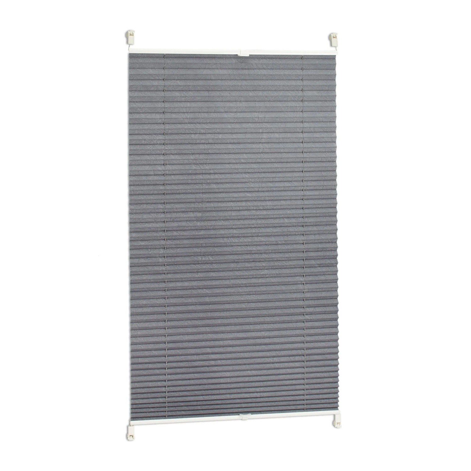 Relaxdays Plissee Rollo Polyester Grau Halbtransparent Ohne Bohren 90 cm x 130 cm