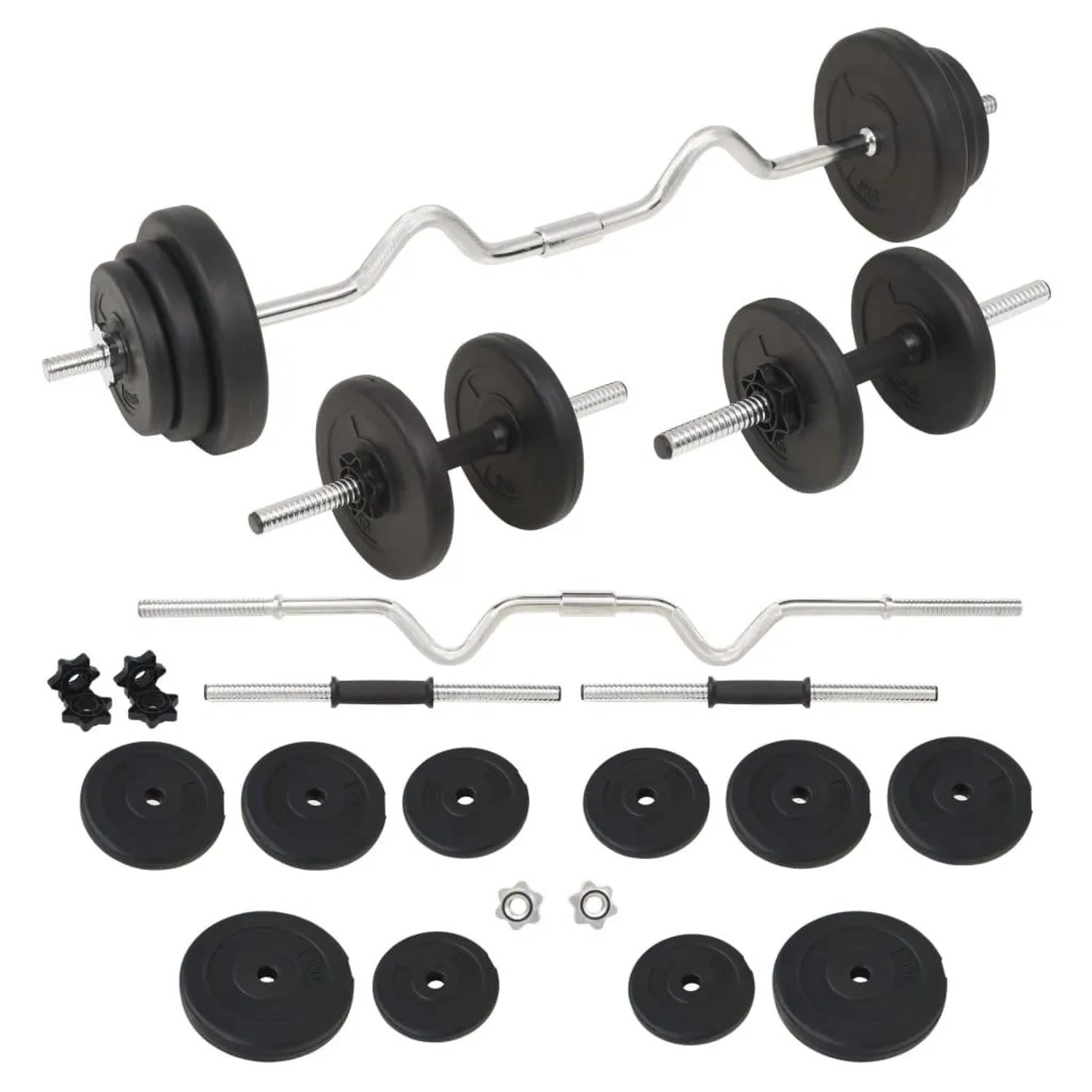 vidaXL Langhantel und Kurzhantel-Set 30 kg 91401