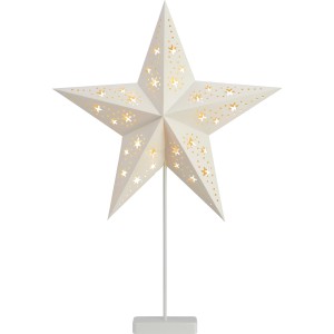 Weißer Papierstern mit LED-Beleuchtung als festliche Weihnachtsdekoration für den Innenbereich.