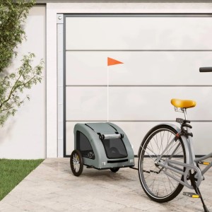 vidaXL Fahrradanhänger Hunde Grau Oxford-Gewebe und Eisen 93958