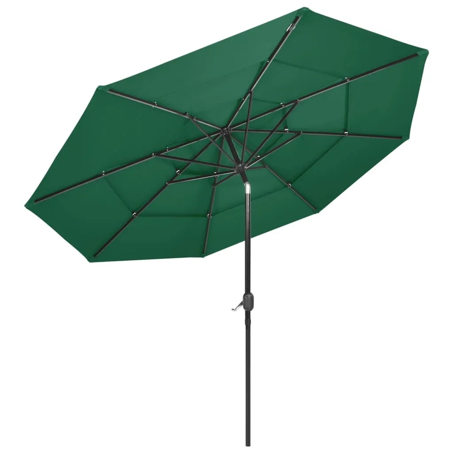 Grüner furnicato Sonnenschirm mit Aluminium-Mast, 3 m Durchmesser. Balkonschirm für Garten und Terrasse.