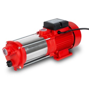 EBERTH Gartenpumpe, 370W, 2400L/h, Edelstahl, rot. Mehrstufige Pumpe für Gartenbewässerung.