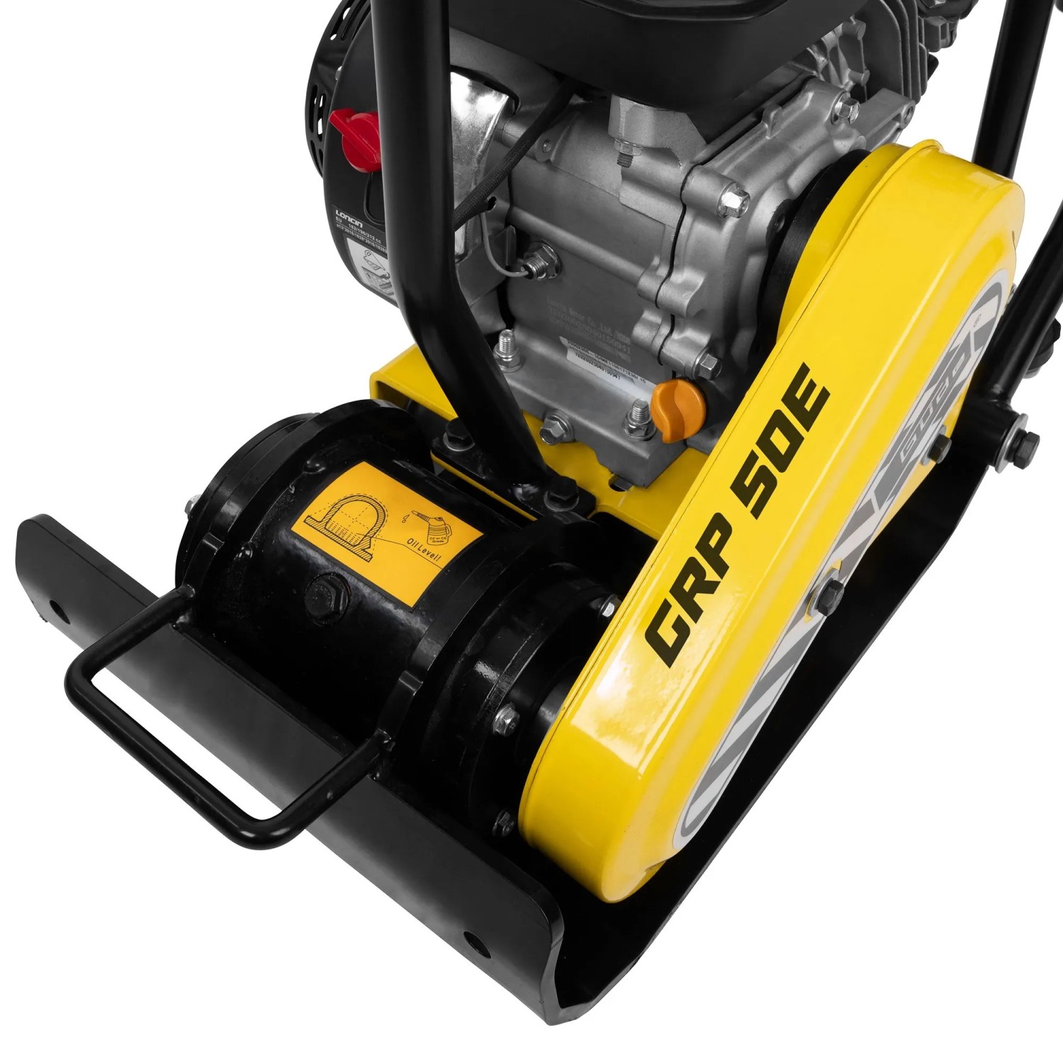 Güde Rüttelplatte GRP 50E, gelb/schwarz, für Verdichtungsarbeiten im Garten- und Landschaftsbau.
