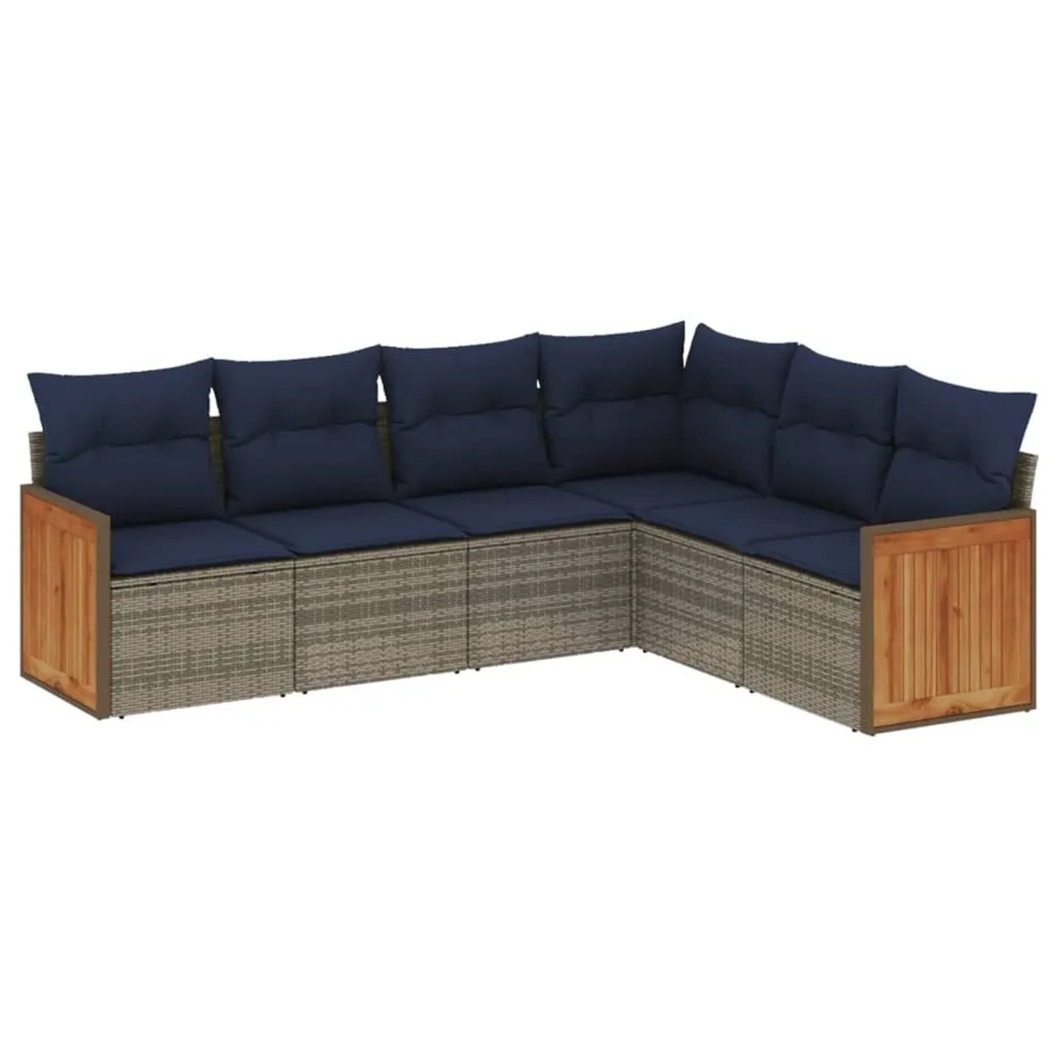 vidaXL 6-Tlg Gartensofa-Set mit Kissen Grau Polyrattan 3227685 günstig online kaufen