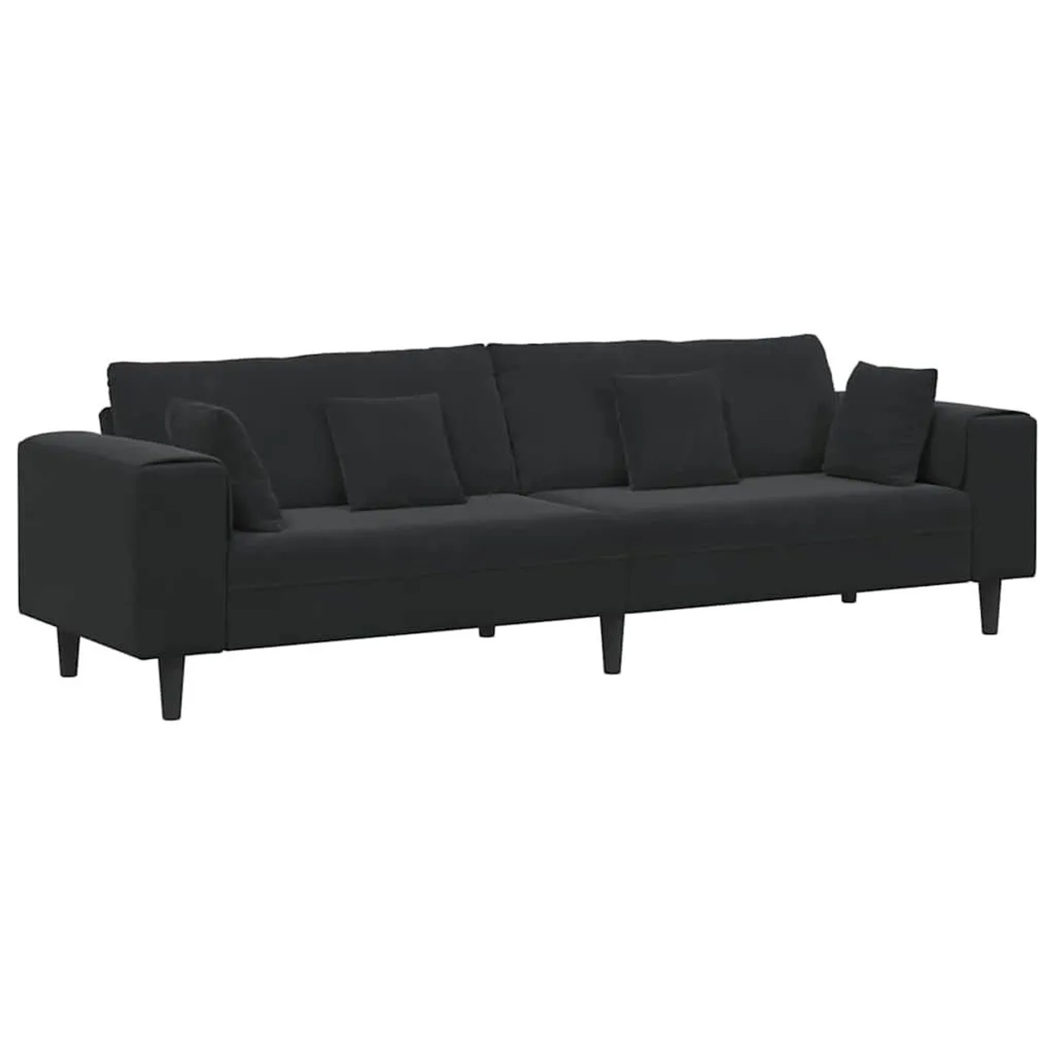 vidaXL Sofa mit Kissen Schwarz 250 x 77 x 76 cm Samt 3335158