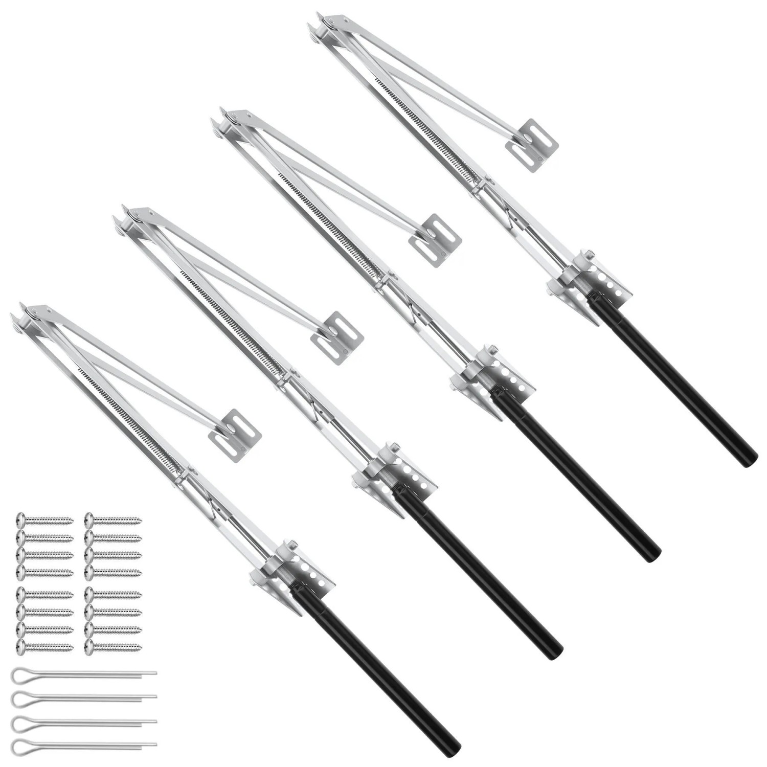 Tectake Automatischer Fensteröffner Für Gewächshaus  Temperaturgesteuert Hubkraft 7 kg 4Er Set 32 x 4 50 x 5 cm Silber