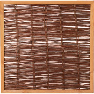 T & J Weidengeflechtzaun Fako, 120x120 cm, mit Rahmen. Sichtschutzzaun aus Weide und Haselnuss.